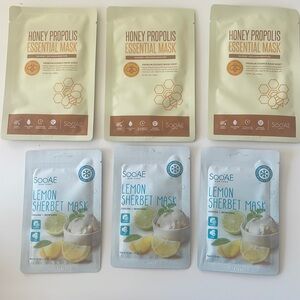 Korean Skincare Face Masks Bundle of 6: Soo’AE Honey Mask and Lemon Sherbet Mask